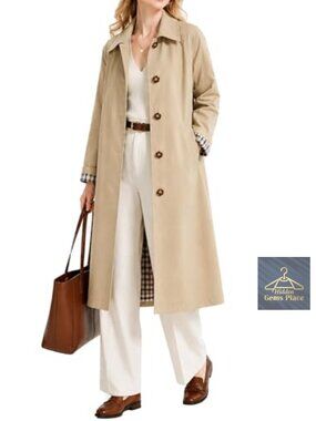 Classic Long Trench Coat Waterproof Single Breasted Lightweight Packable
